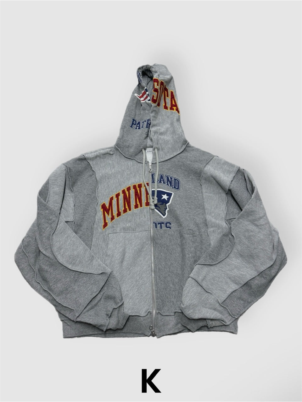 【Re +】double zip cutting switch hoodie (gray)