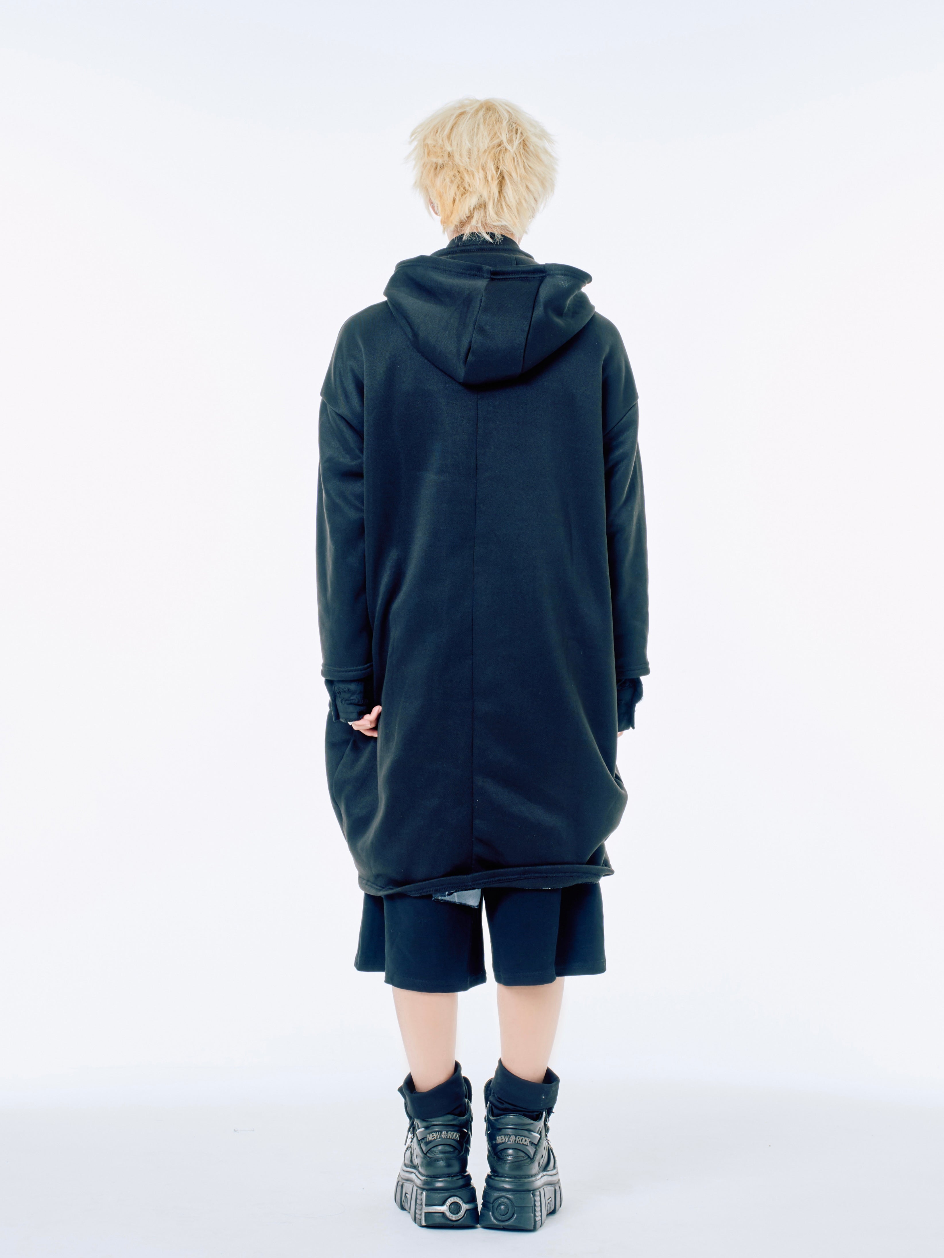 国際配送【Nerd out XU】big layered zip hoodie (2color) / 【ナードアウトエックスユー】ビックレイヤードジップフーディー