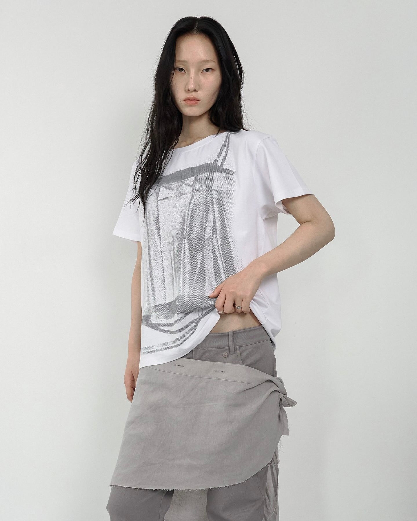 【NACHE】BELT LAYER PRINTED T-SHIRT