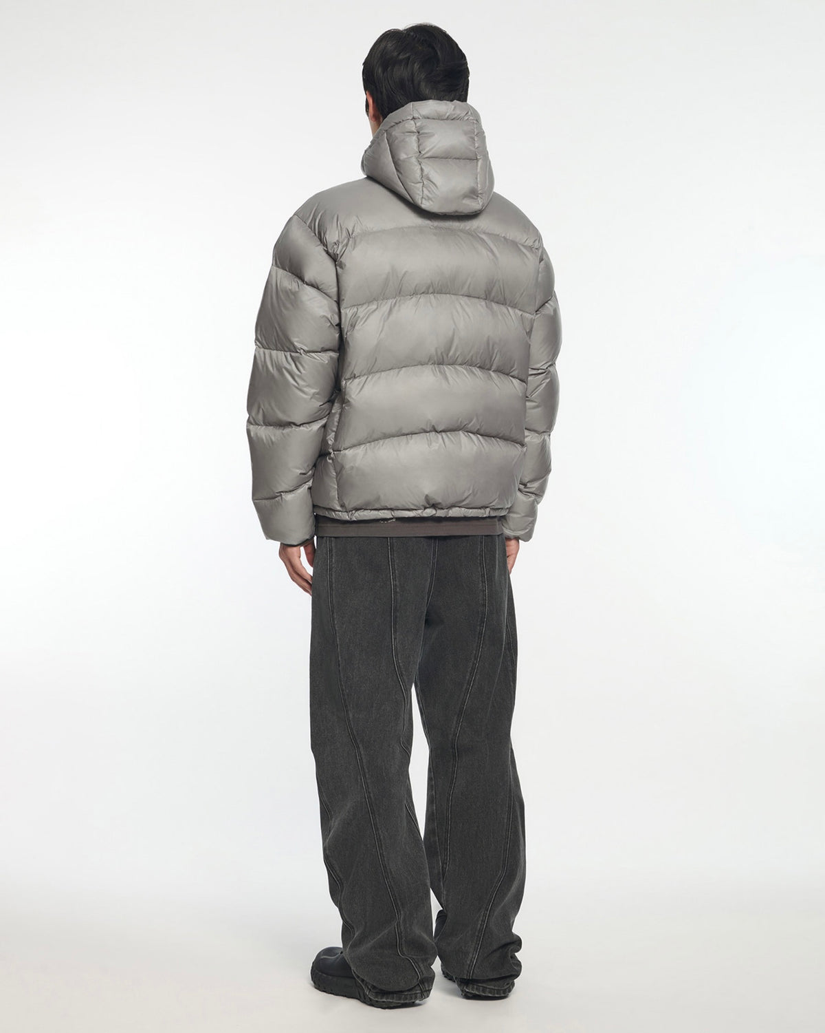 【NOMANUAL】SLANT CROP HOODED DUCK DOWN
