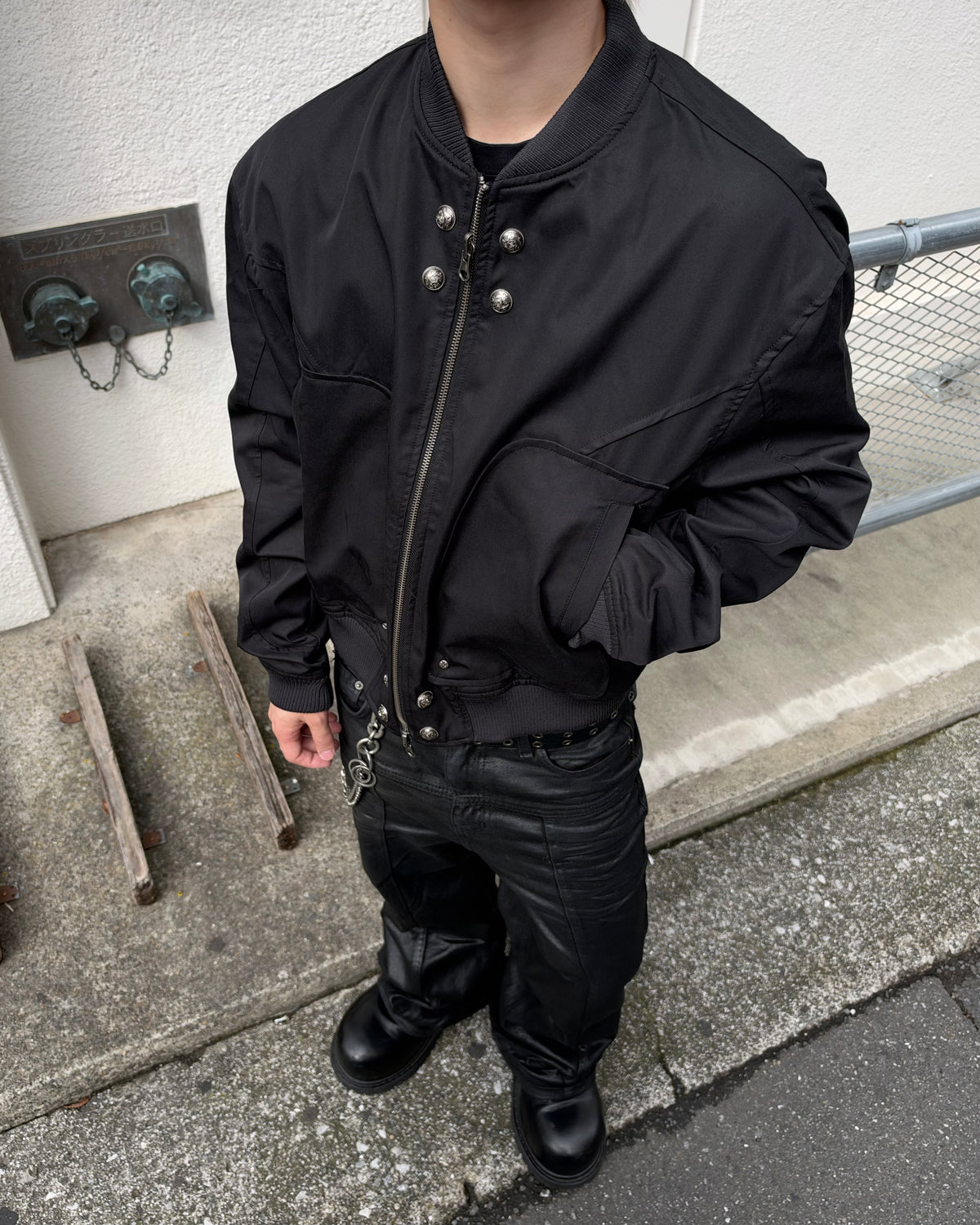 大阪店WEB限定受注制【Chikashitsu +】cropped heavy nylon MA-1 (2color)