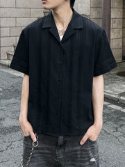 大阪店WEB限定受注制【Chikashitsu +】perforated open collar shirt (2color)