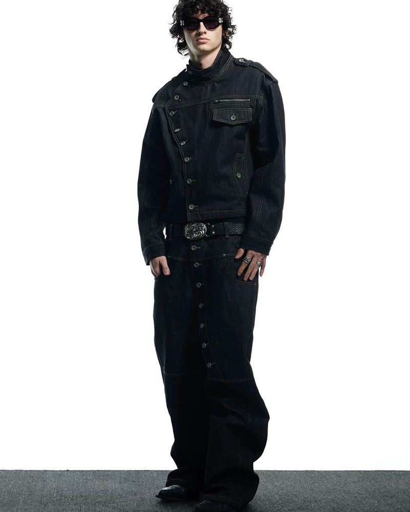 【DND4DES】Raw Denim Long Button Jacket