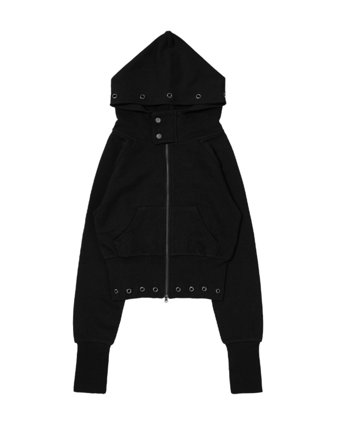 【FANCY CLUB】EYELET RIBBED HOODED ZIP-UP