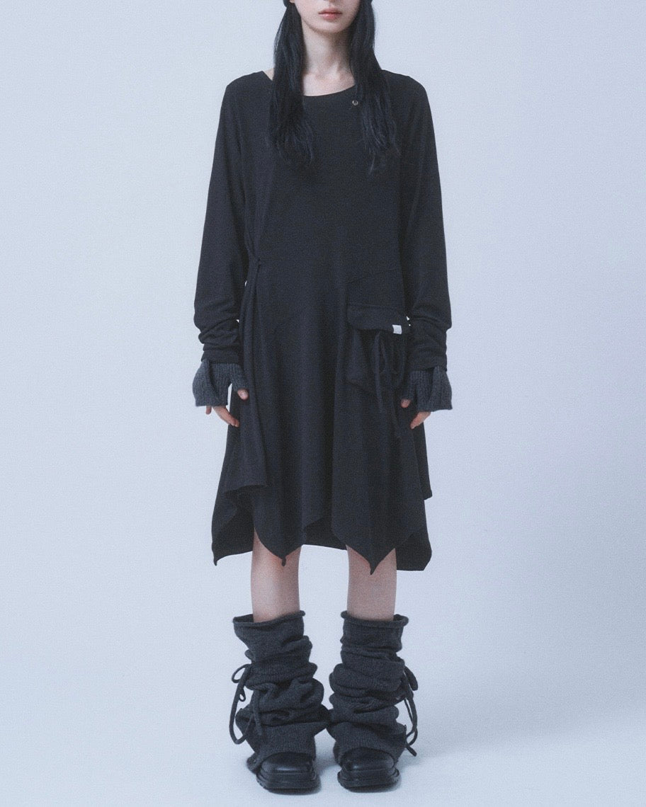 【TUOMIO】BOAT NECK JERSEY DRESS