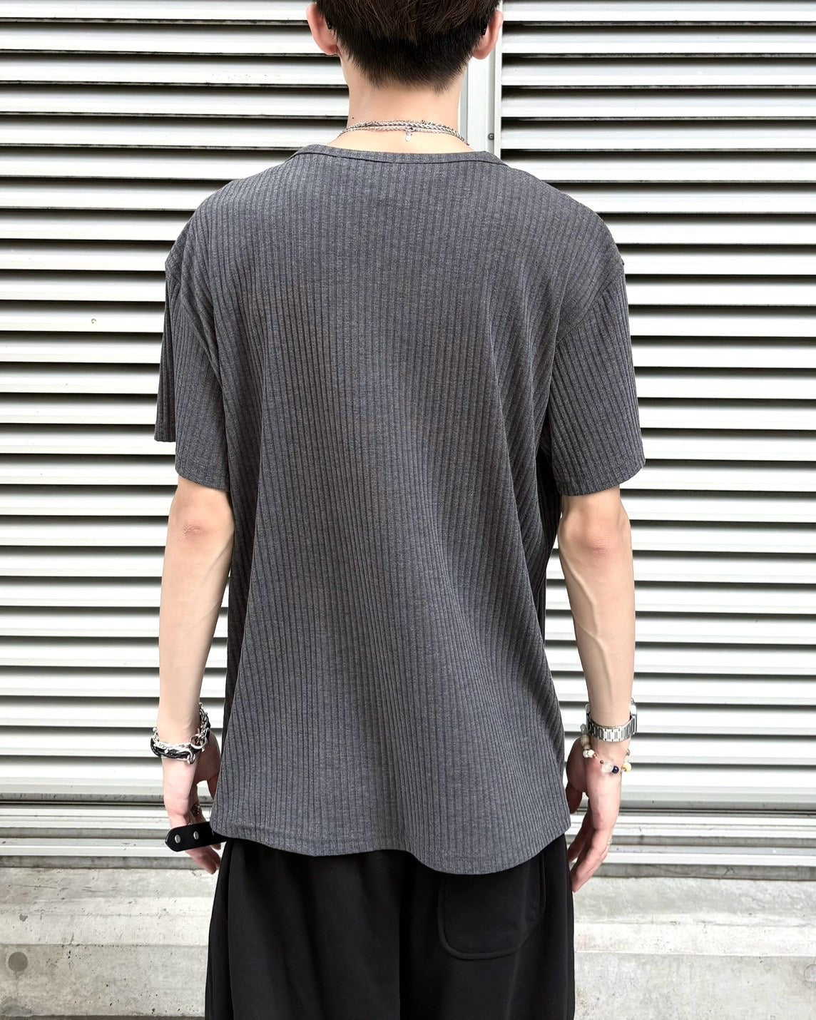 受注制【nmtc+】Shoulder Henley Eyelet Tee (3color)