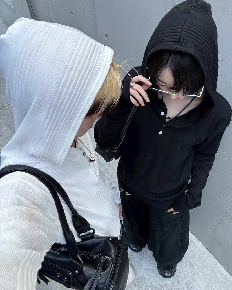 受注制【nmtc+】hooded henley neck long sleeve (3color)