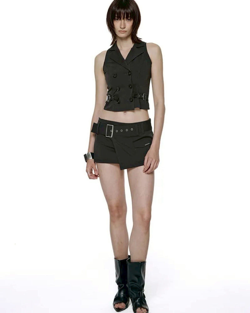 【ROCK CAKE】Double Button Halter Vest