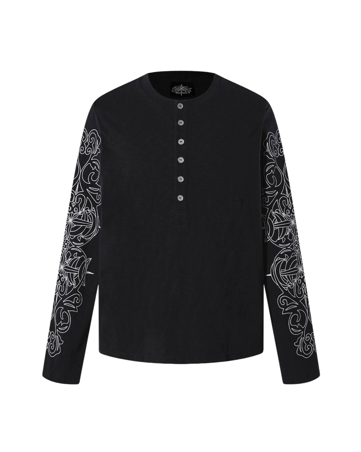 【THEBOYHASNOPATIENCE】LUMINOUS DAWN BAROQUE HENLEY L/S TEE