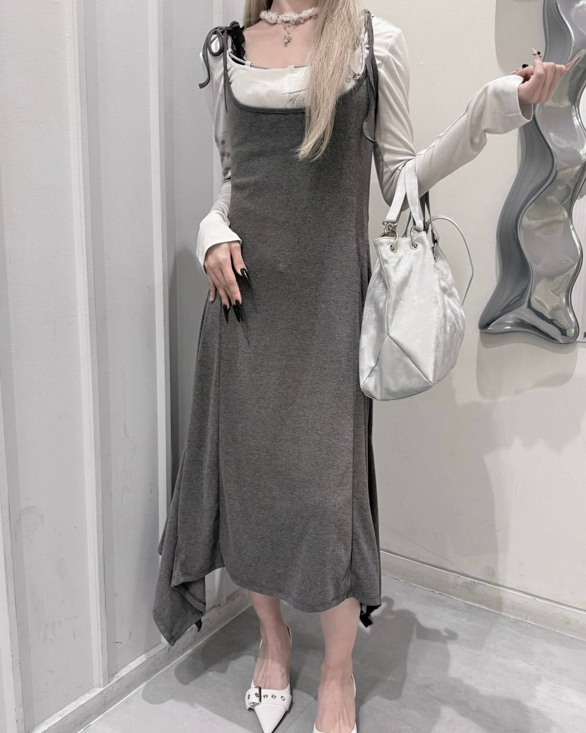 受注制【nmtc+】Curve Layered Long Skirt (2color)