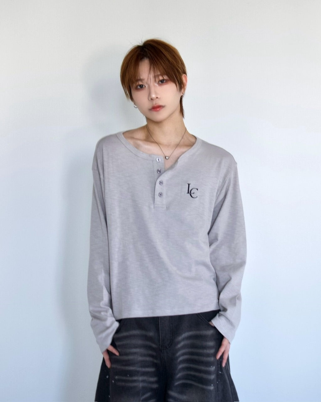 【LUV CODE】LC Button henley long sleeve tee (3color)