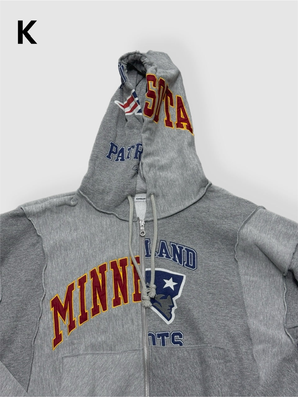 【Re +】double zip cutting switch hoodie (gray)