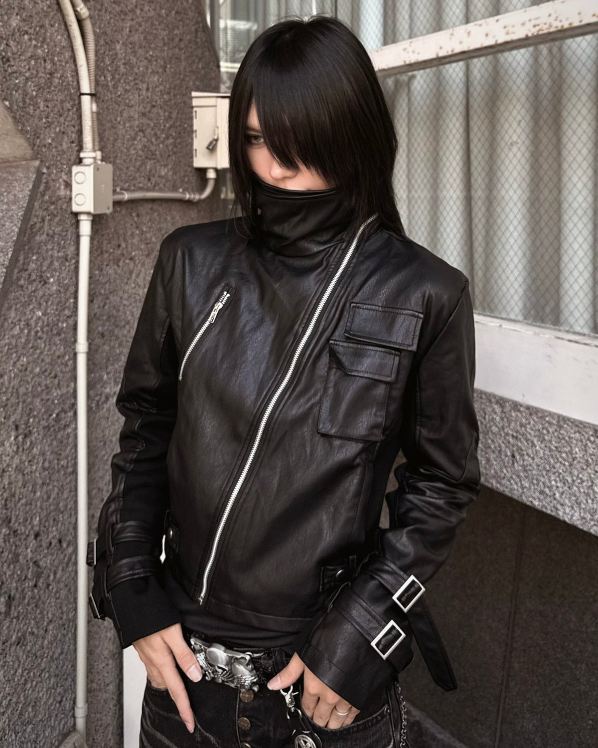 受注制【Never mind the XU】Utility Leather Rider Jacket