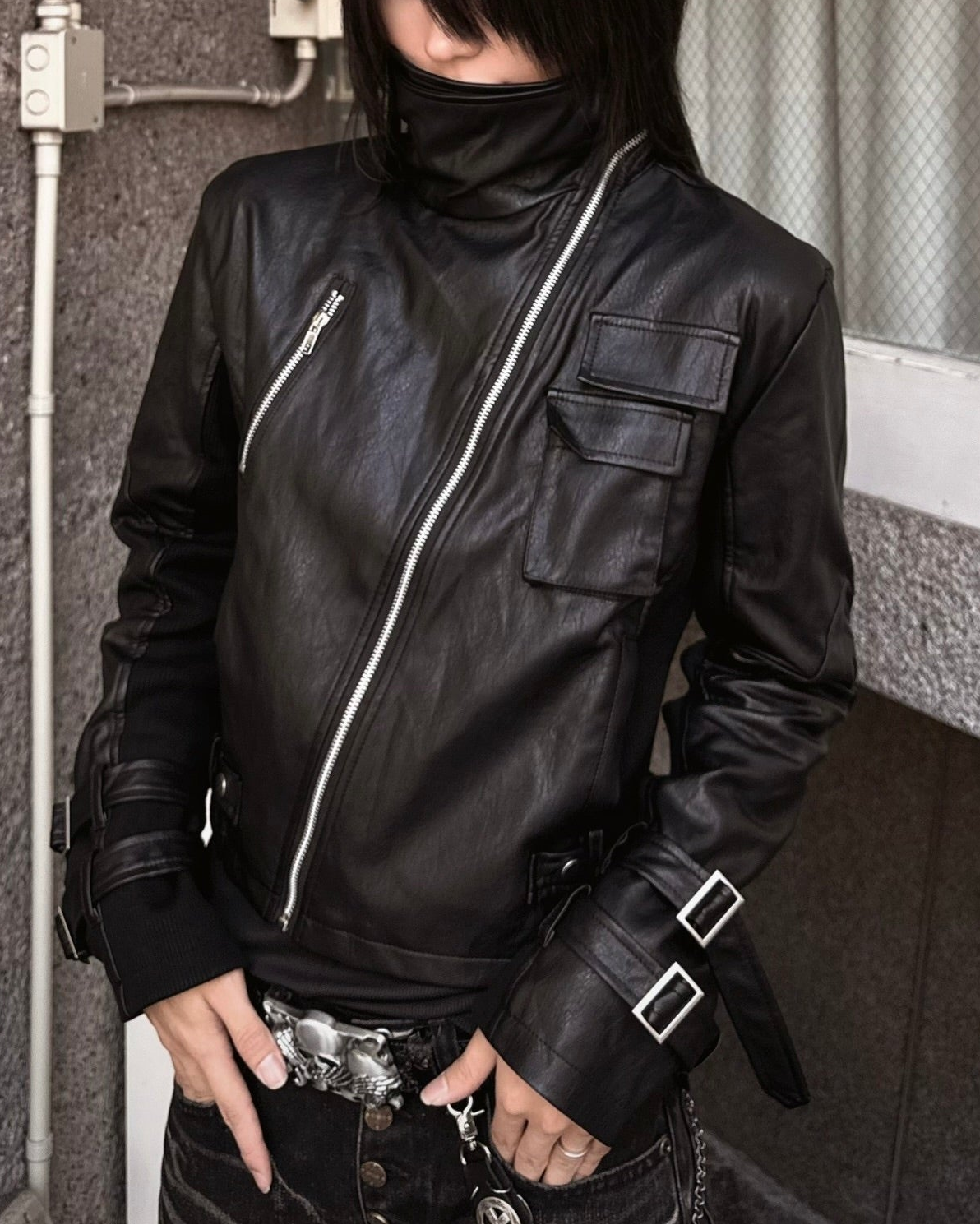 受注制【Never mind the XU】Utility Leather Rider Jacket