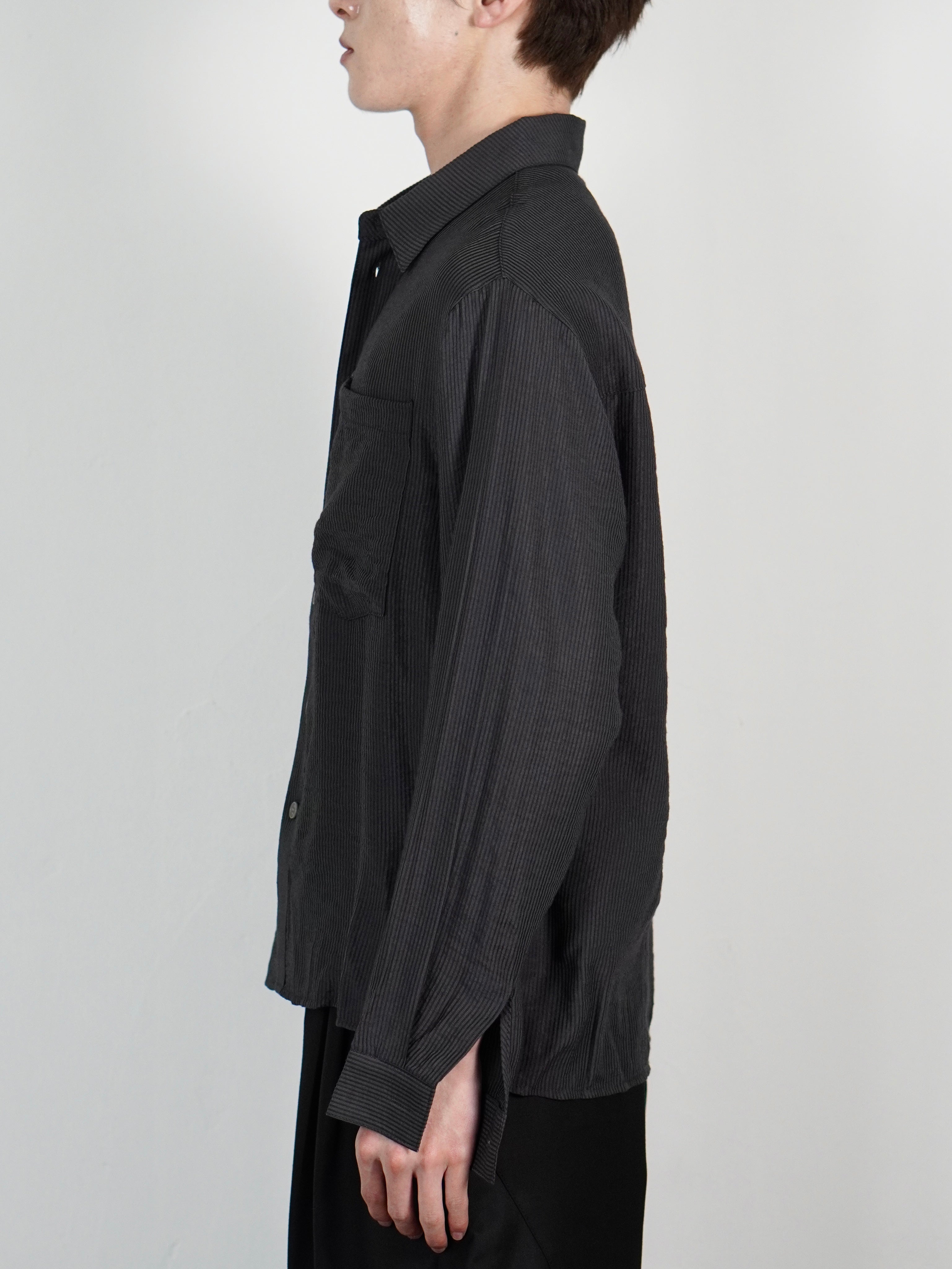 5/8 20:00 発売 受注制【Chikashitsu +】soft cropped stripe shirt (3color)