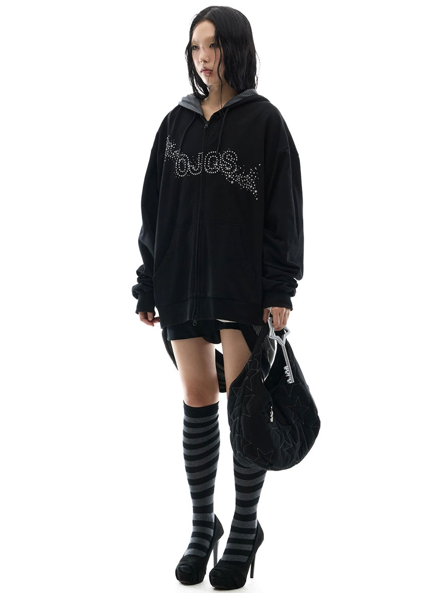 【OJOS】Hotfix Logo Hoodie Zip-up