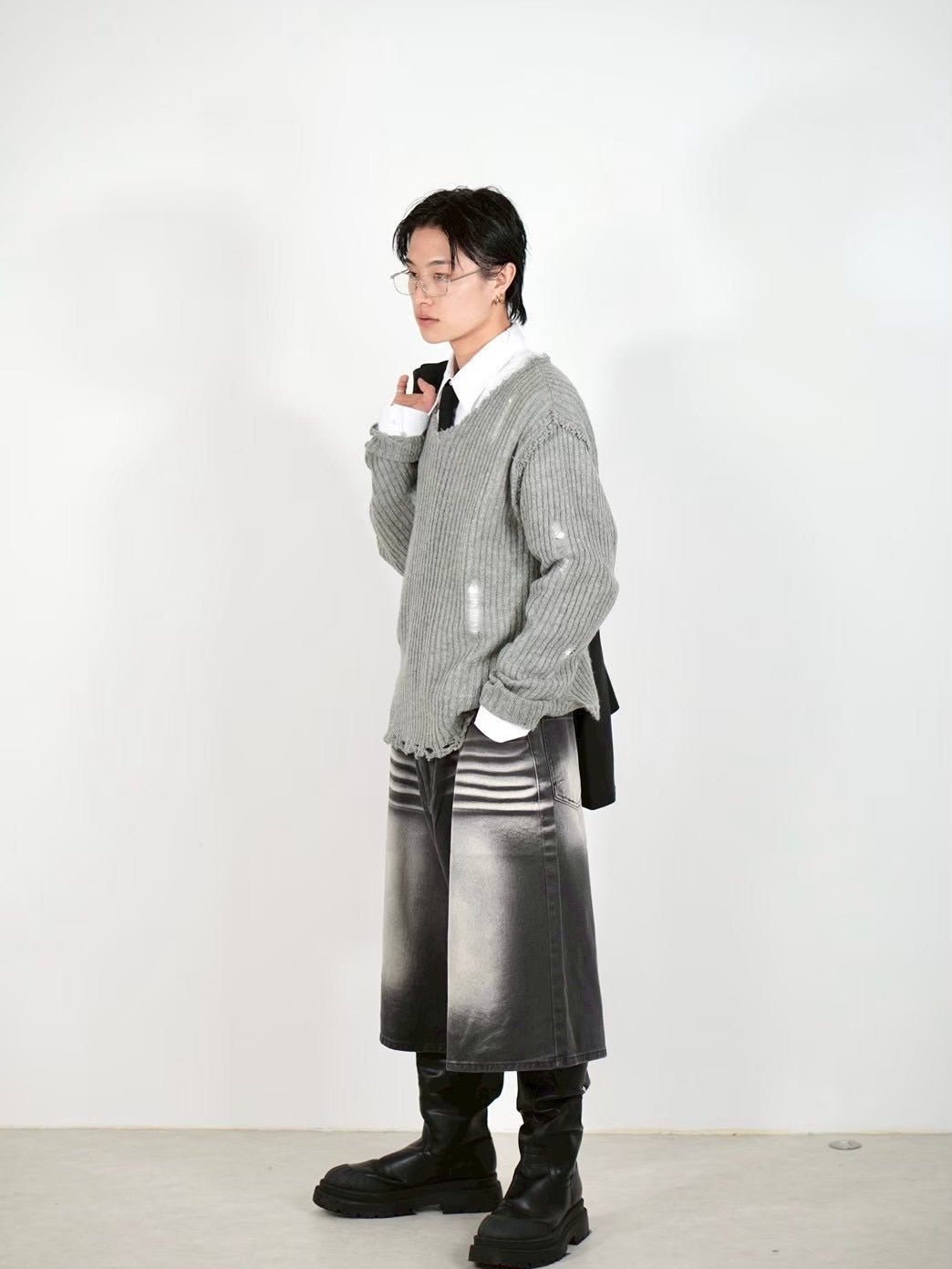 即完売2018ss BANDAGE V NECK RIB KNIT Chikashitsu +】damage reverse v neck knit (3color) – PRESSING WEB SHOP