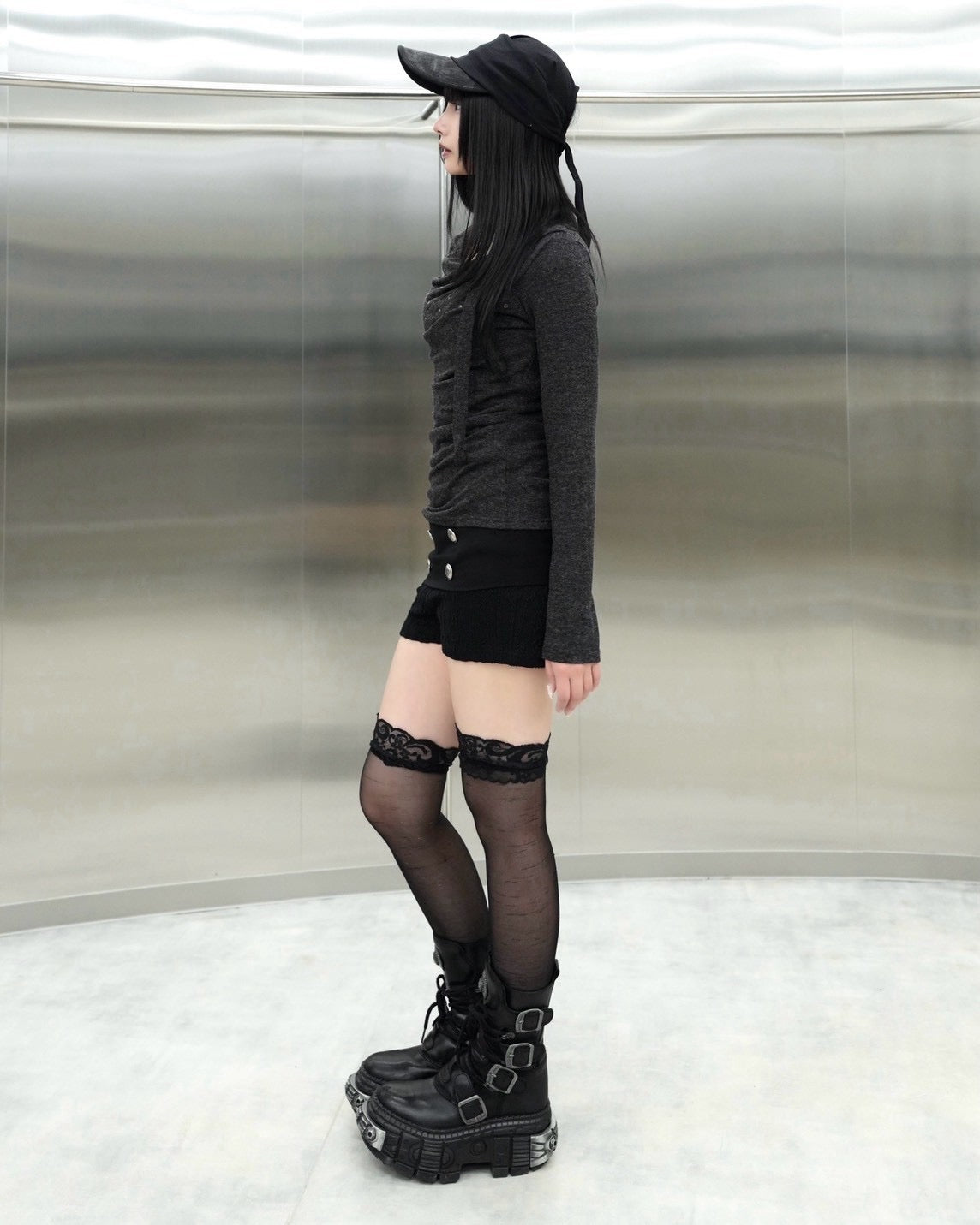 受注制【Never mind the XU】Draped ruched tie set top (4color)