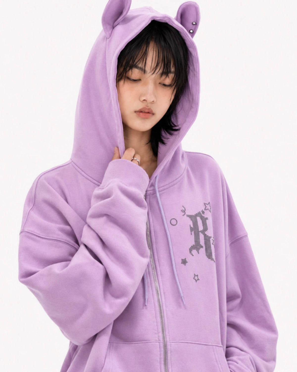 【runningHIGH】EAR ZIP UP HOODIE