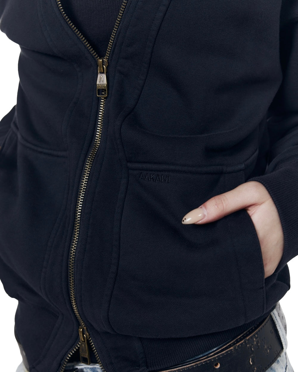 【AAKAM】Double Zippered Zip-Up Hoodie