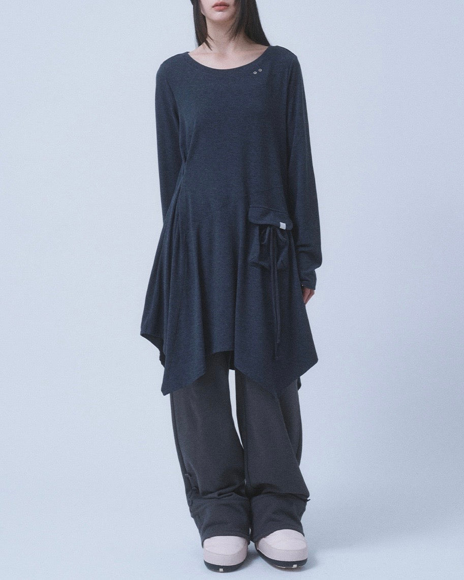 【TUOMIO】BOAT NECK JERSEY DRESS