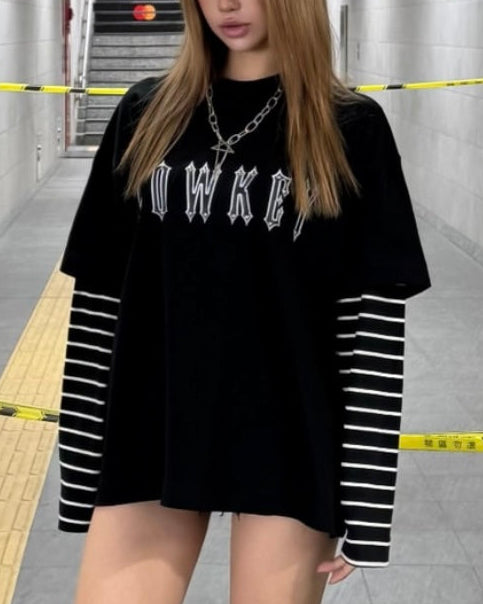 【LOWKEY CLUB】STRIPED LONG SLEEVE TSHIRTS