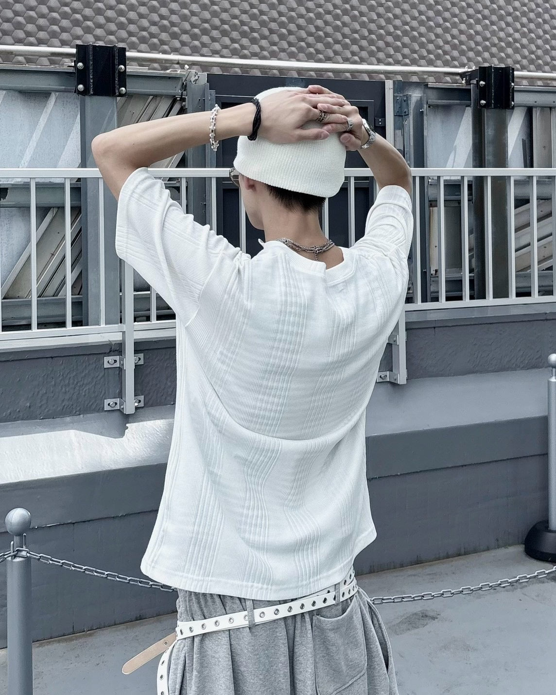 受注制【nmtc+】Ribbed Henley Neck Tee (3color)
