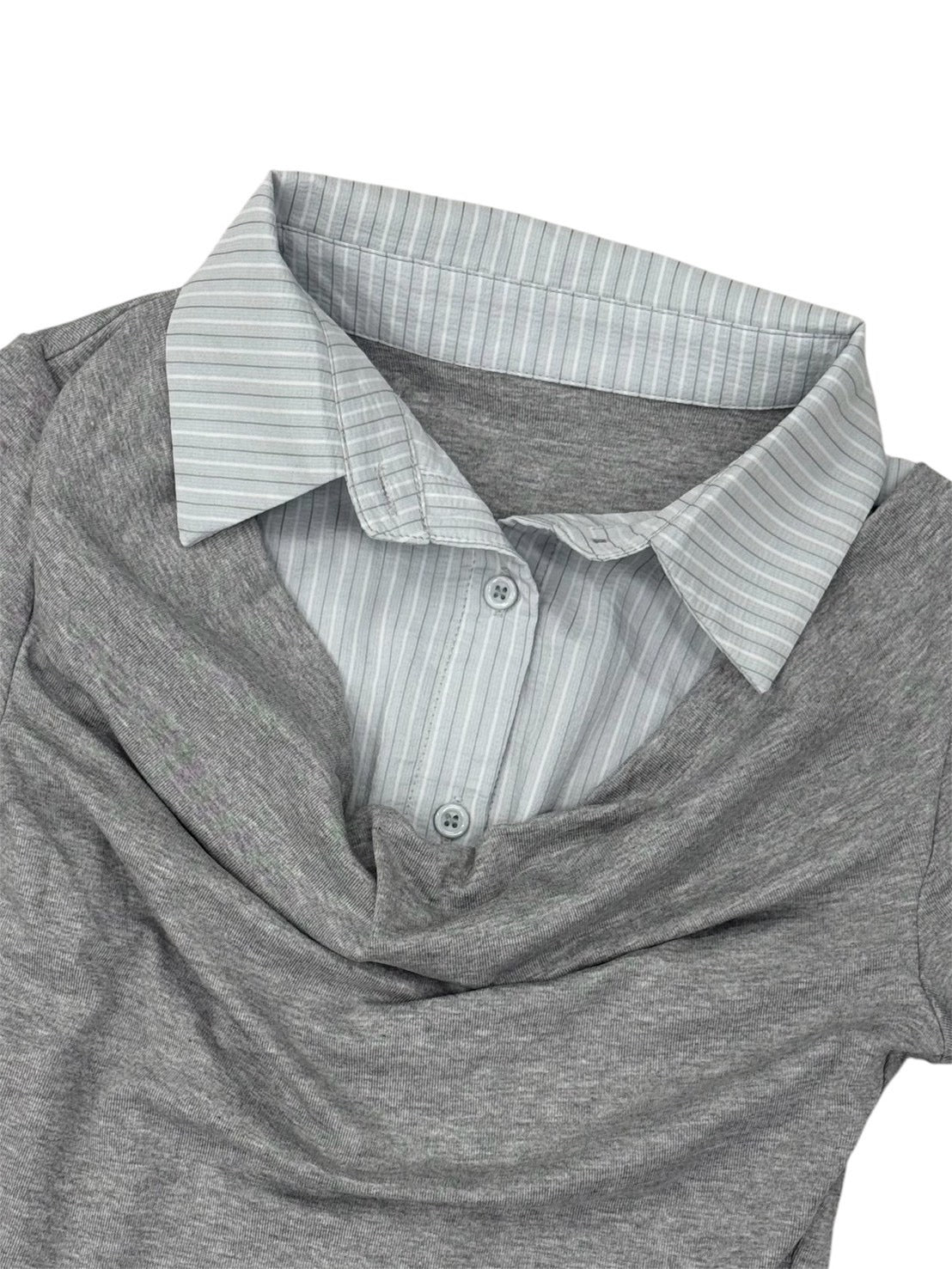 7/10 20:00発売 受注制【nmtc+】Layered Draped Shirring Shirt Top (2color)
