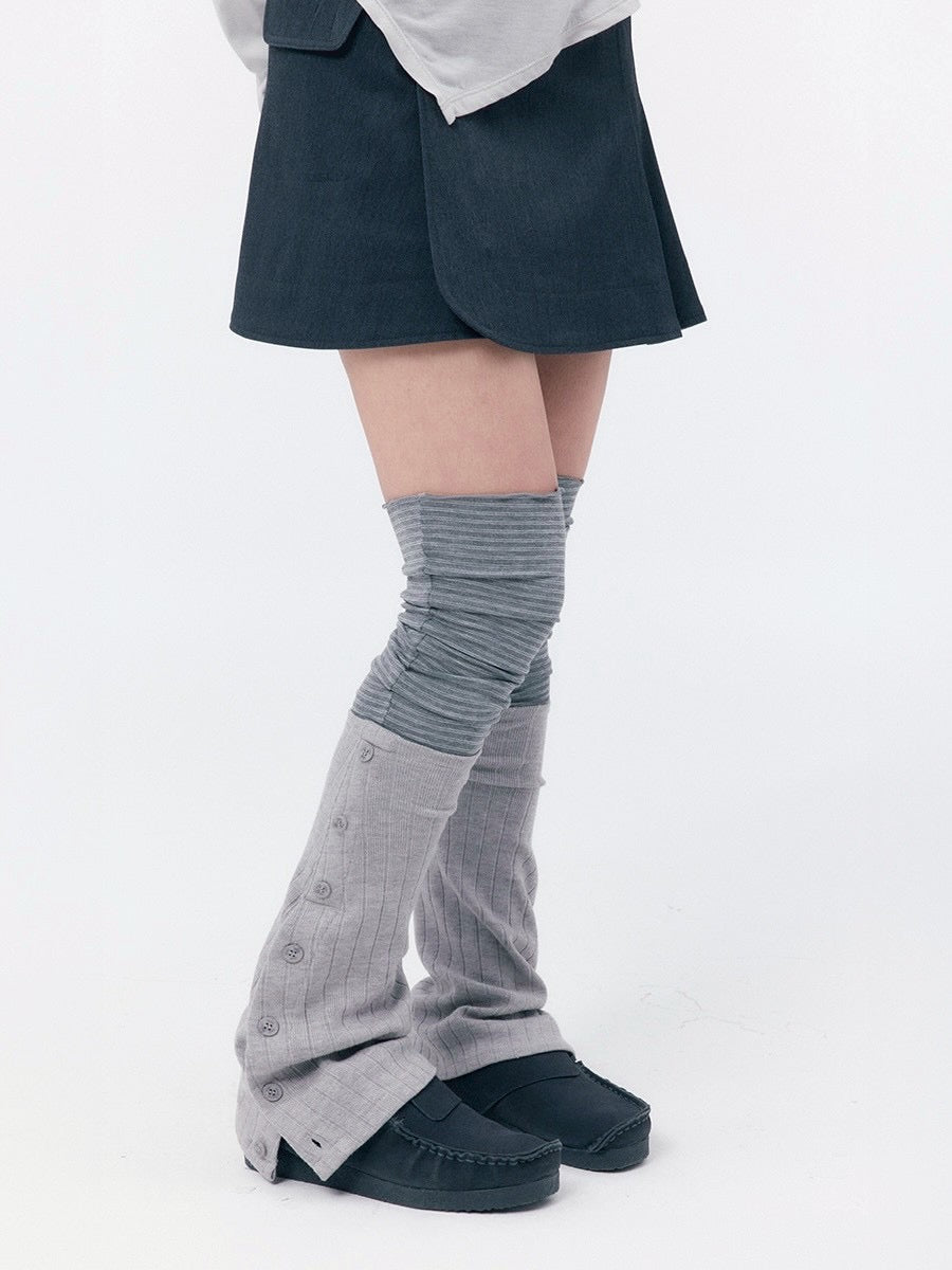 【Miseki seoul】 Striped layered button leg warmer