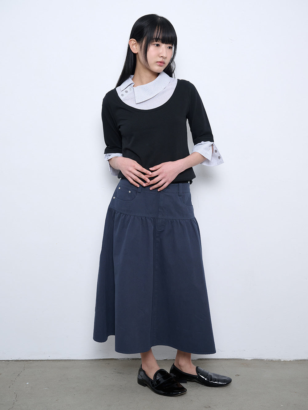 【TUOMIO】ASYMMETRIC COLLAR TOP