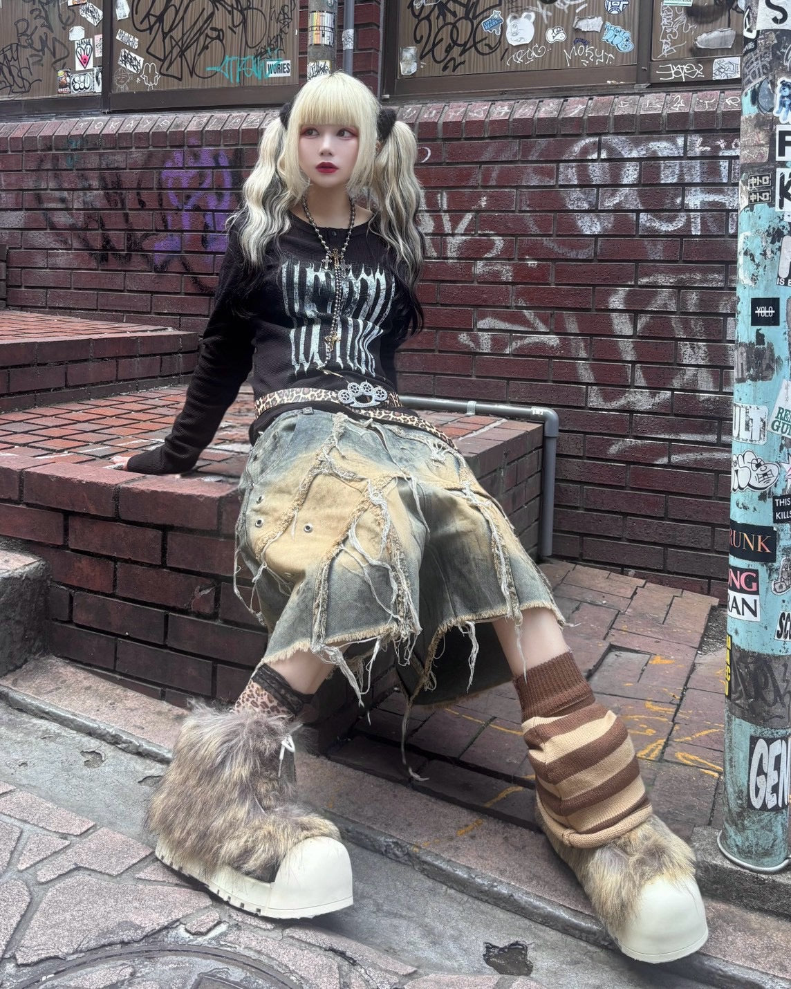国際配送【BABY09】dark waffle long sleeve