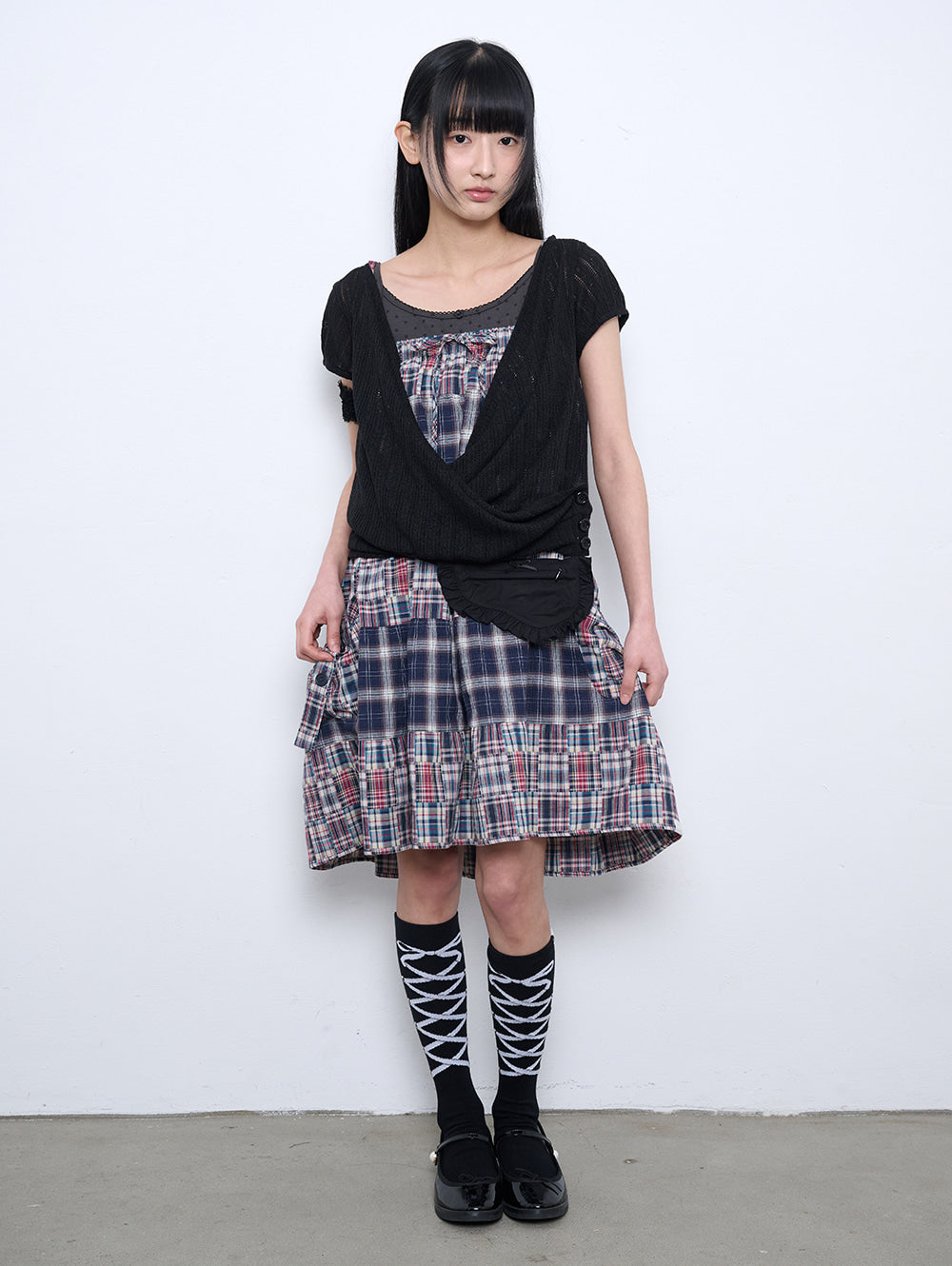 6/8 21:00発売【TUOMIO】2-WAY PATCHWORK SKIRT