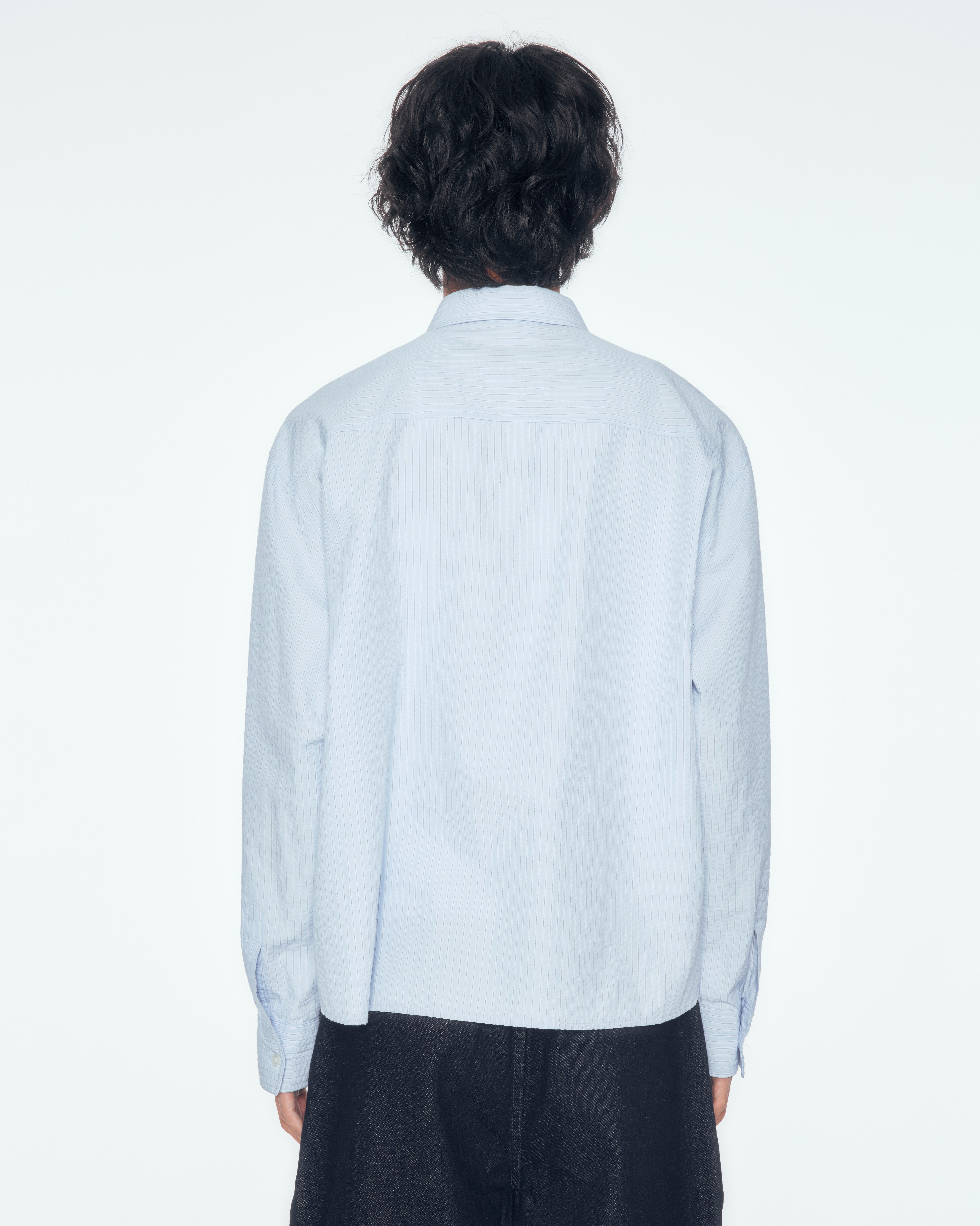 CS シャツ　ブルーCROPPED STRIPE BUTTON UP SHIRT CS】CROPPED STRIPE BUTTON UP SHIRT – PRESSING WEB SHOP