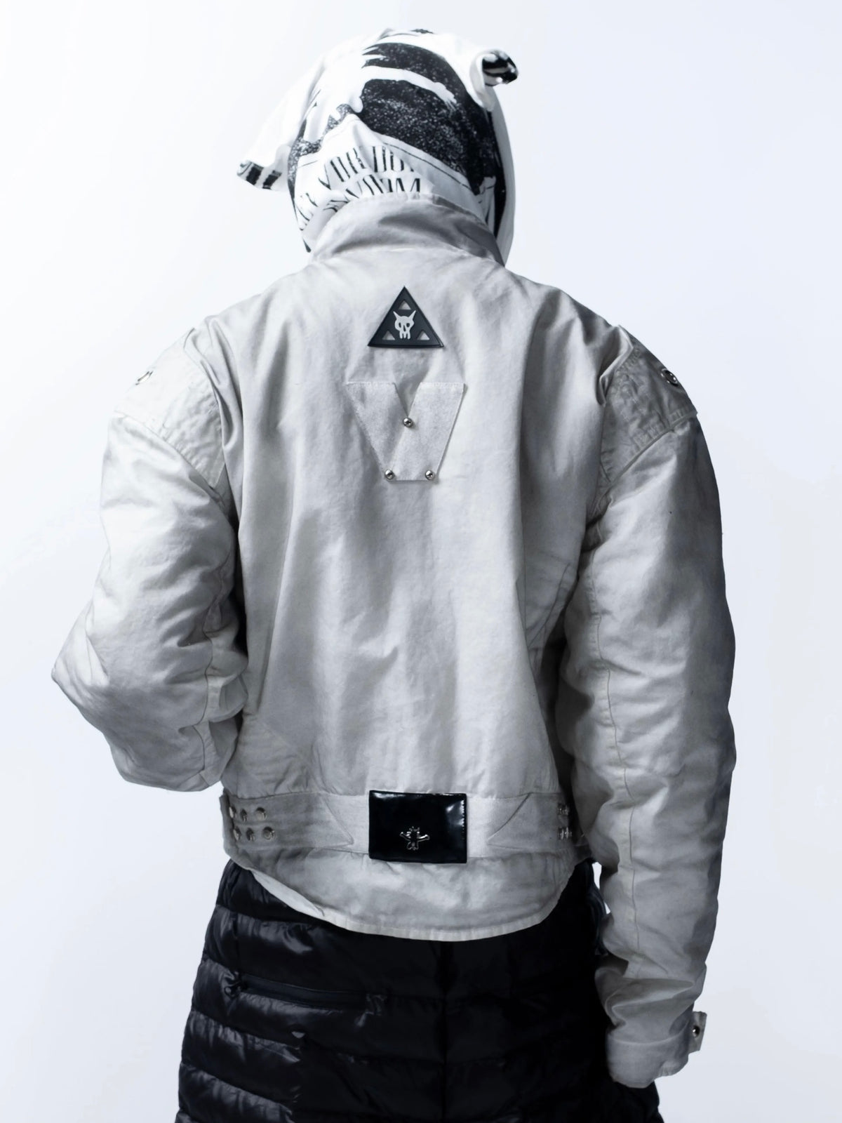 【F.V.V.O】Quilted Cropped Biker Jacket(white)