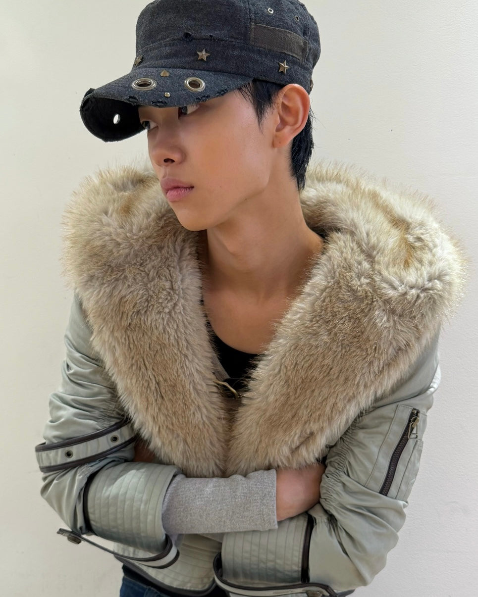 【LECYTO】Eyelet Distressed Patrol Cap