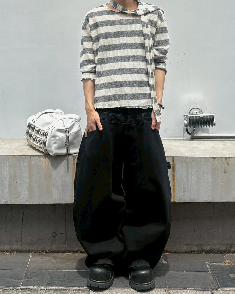 【nmtc+】tie set sheer border long sleeve (2color)
