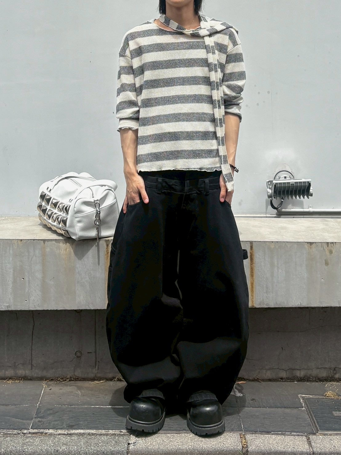 【nmtc+】tie set sheer border long sleeve (2color)