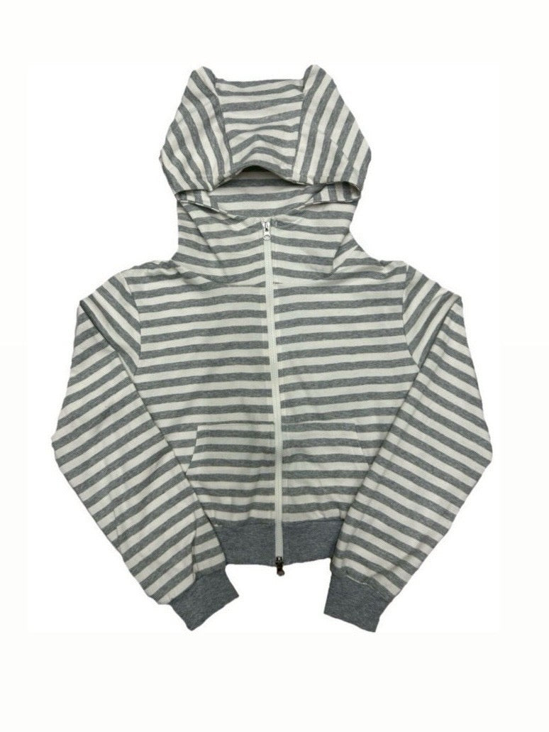 3/1 20:00発売 受注制【nmtc +】border horn zip up hoodie / 【エヌエムティーシープラス】ボーダーホーンジップアップパーカー (2color)