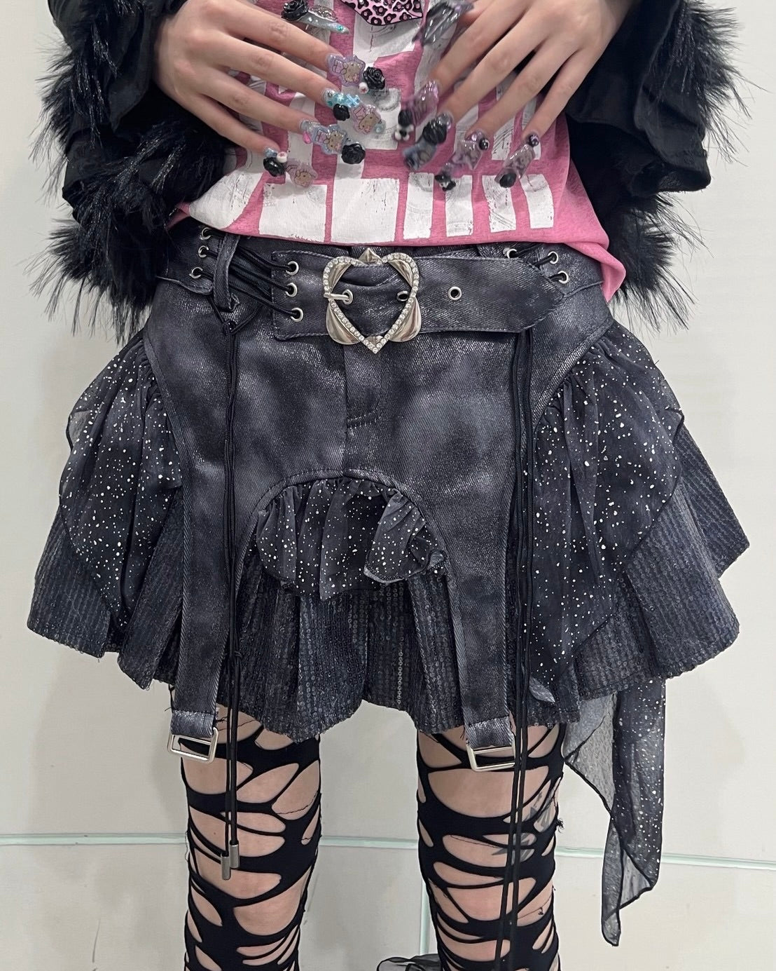 国際配送【BABY09】sequins garter belt skirt