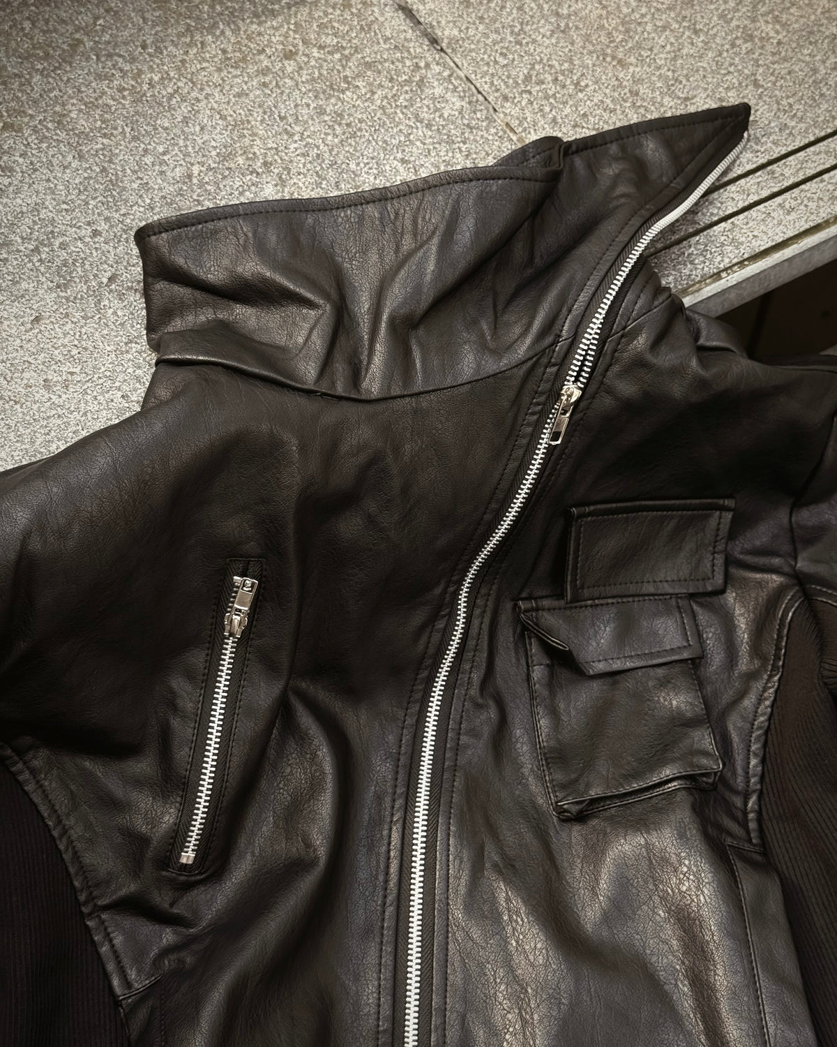 受注制【Never mind the XU】Utility Leather Rider Jacket