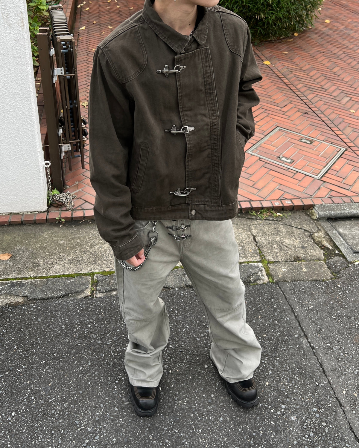 大阪店WEB限定受注制【Chikashitsu +】design hook cropped jacket (3color)