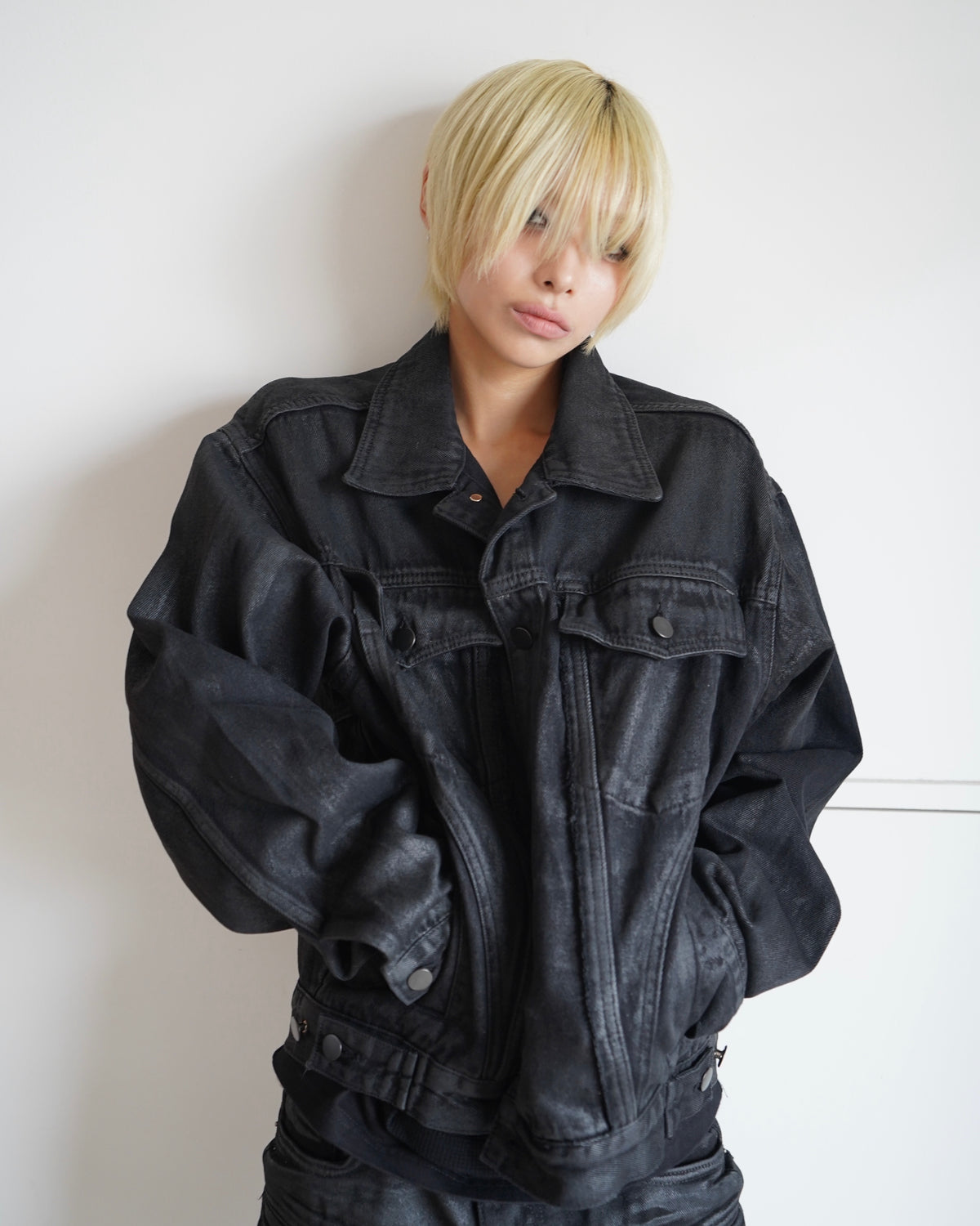 【CHIKASHITSU PLUS HIGH】Washed coating denim jacket