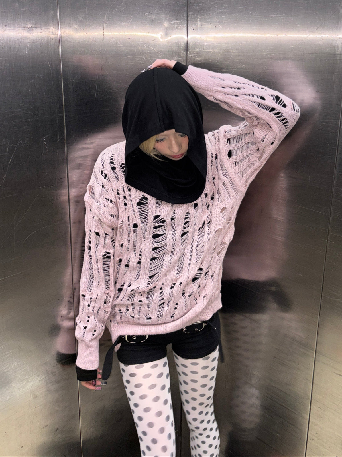 国際配送【Never mind the XU】damage loose knit