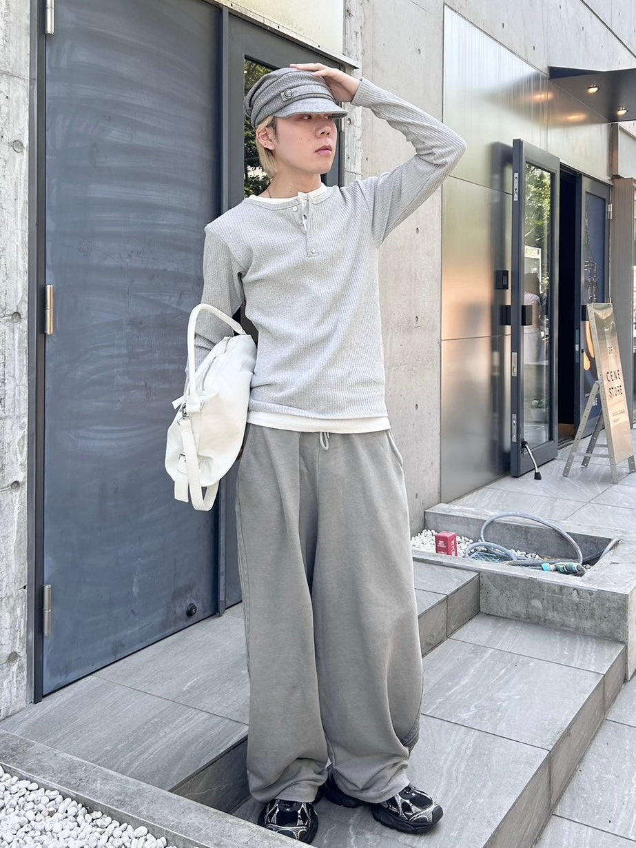 受注制【nmtc+】layered henley neck long sleeve (2color)