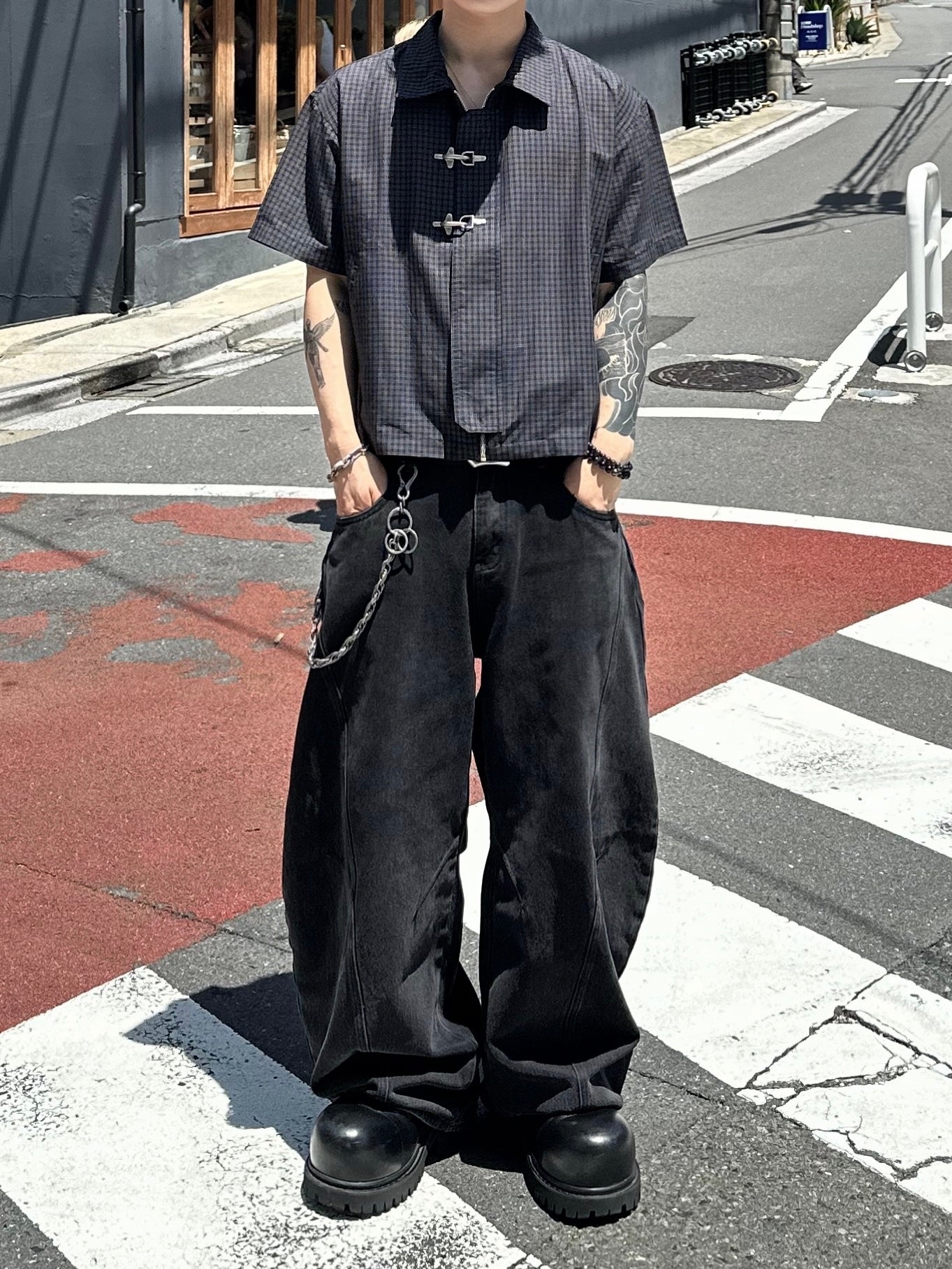 大阪店WEB限定受注制【Chikashitsu +】double buckle shirt jacket (2color)
