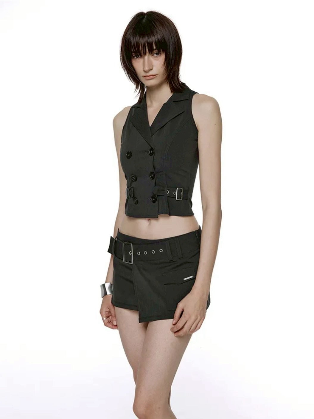 【ROCK CAKE】Double Button Halter Vest