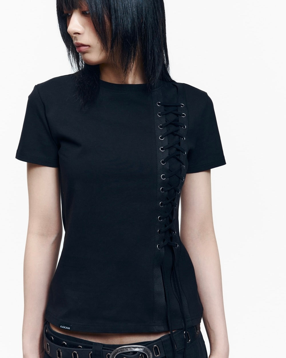 【AAKAM】Eyelet Corset Half Top