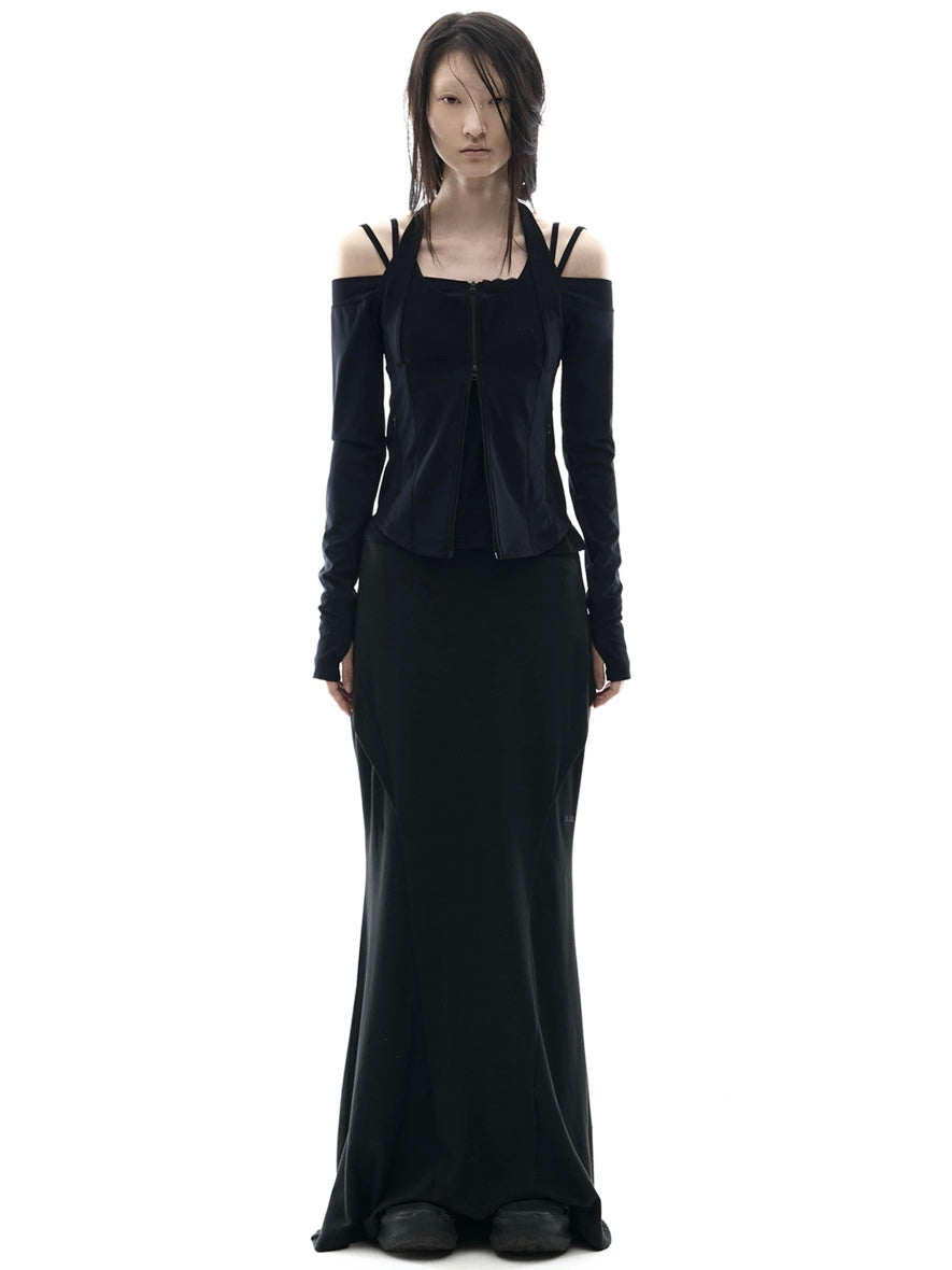 【OJOS】Side Panel Mermaid Maxi Skirt
