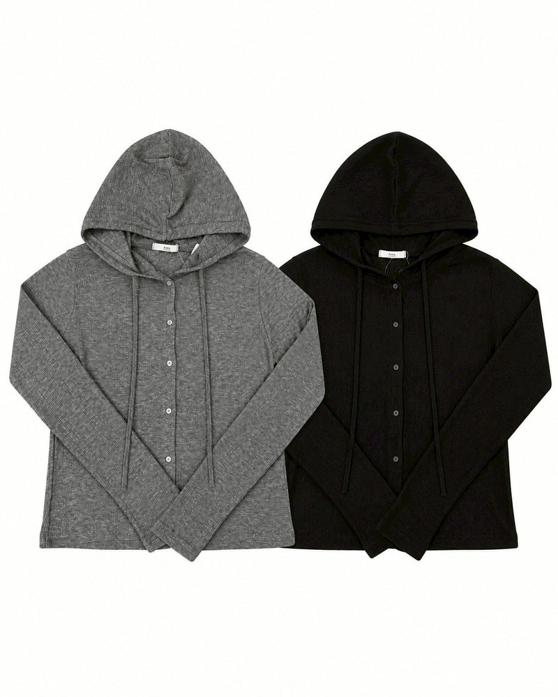 受注制【nmtc+】Sheer Button Hooded Cardigan (2color)