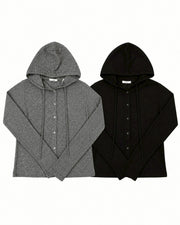 受注制【nmtc+】Sheer Button Hooded Cardigan (2color)